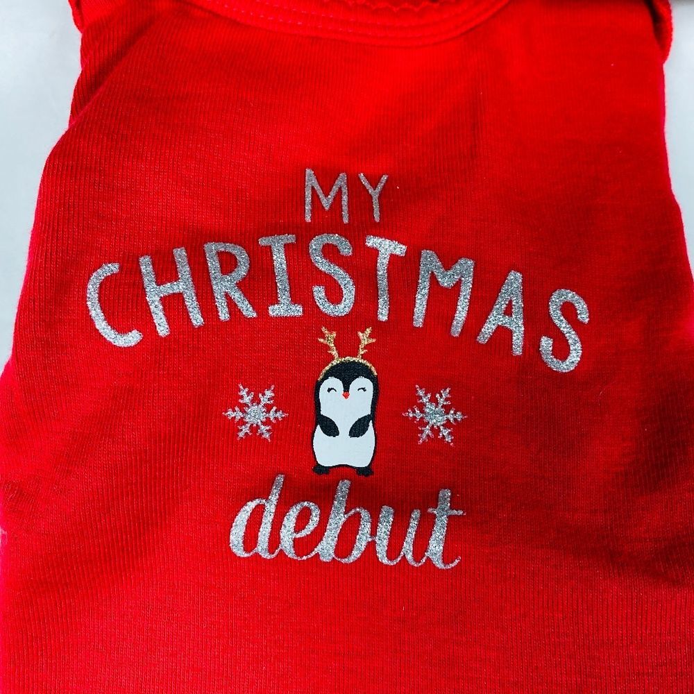 Carter's My Christmas Debut One Piece Red Silver